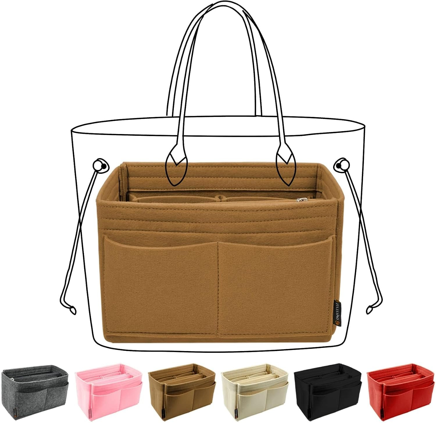 Purse Organizer Insert, Felt Tote Bag Organizer Insert with 5 Sizes, Handbag Dividers for Inside Purse, Compatible with Longchamp, Neverful, Speedy and More | Amazon (US)