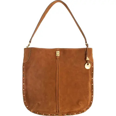 Rebecca Minkoff Slim Darren Stud & Tiger's Eye Embellished Hobo Bag in Black at Nordstrom | Nordstrom