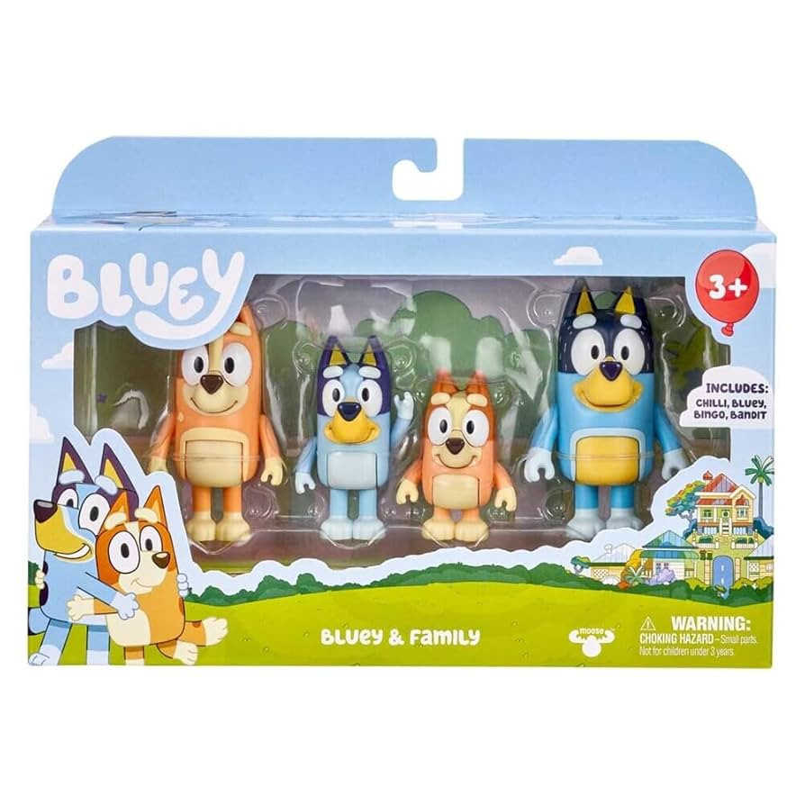Bluey Family Figure 4-Pack – Includes Bluey, Bingo, Mum (Chilli) & Dad (Bandit), Poseable Colle... | Amazon (US)
