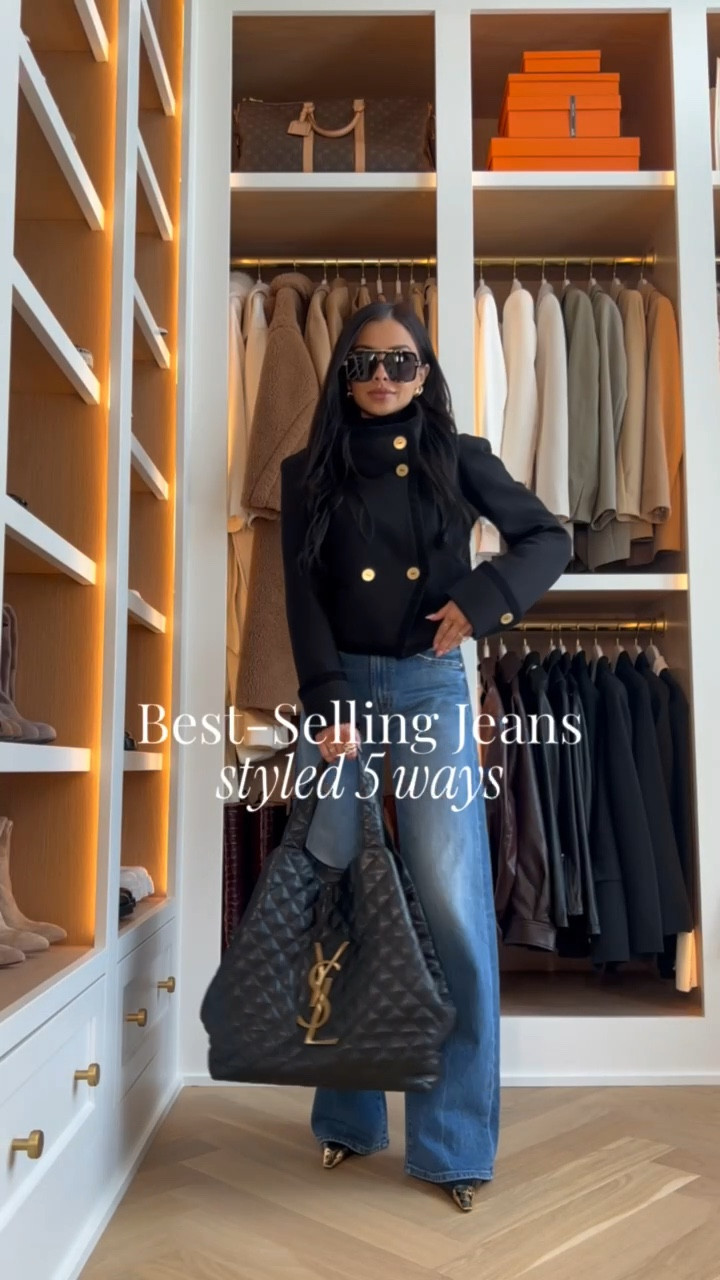 The best selling jeans styled 5 ways. These high waist wide leg jeans are the kind of denim you can truly build a wardrobe around. The fit is flattering through the waist and hips with a clean, elongating leg that works with heels, boots, or flats. They transition so well from casual daytime to polished evening. A timeless silhouette that feels modern, versatile, and endlessly chic.

Mother The Lasso Heel Jeans – Wearing a size 24, runs TTS

MiaMiaMine Mother Lasso Heel jeans high waist wide leg jeans Nordstrom denim best selling jeans designer denim outfit ideas elevated everyday style Zara sweater outfit Gucci bag style Prada heels chic fall outfit capsule wardrobe staple versatile denim look

#LTKspringtrends #LTKWorkwear #LTKspring