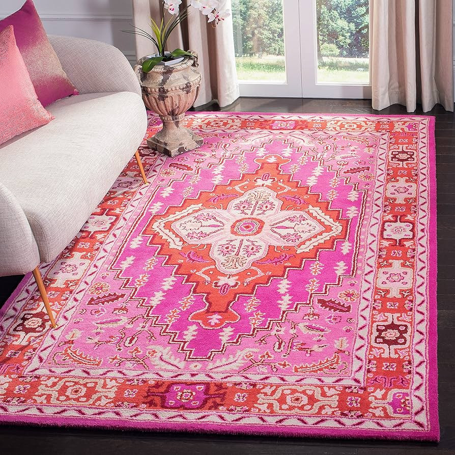 SAFAVIEH Bellagio Collection Area Rug - 5' x 8', Red & Pink, Handmade Medallion Wool, Ideal for H... | Amazon (US)