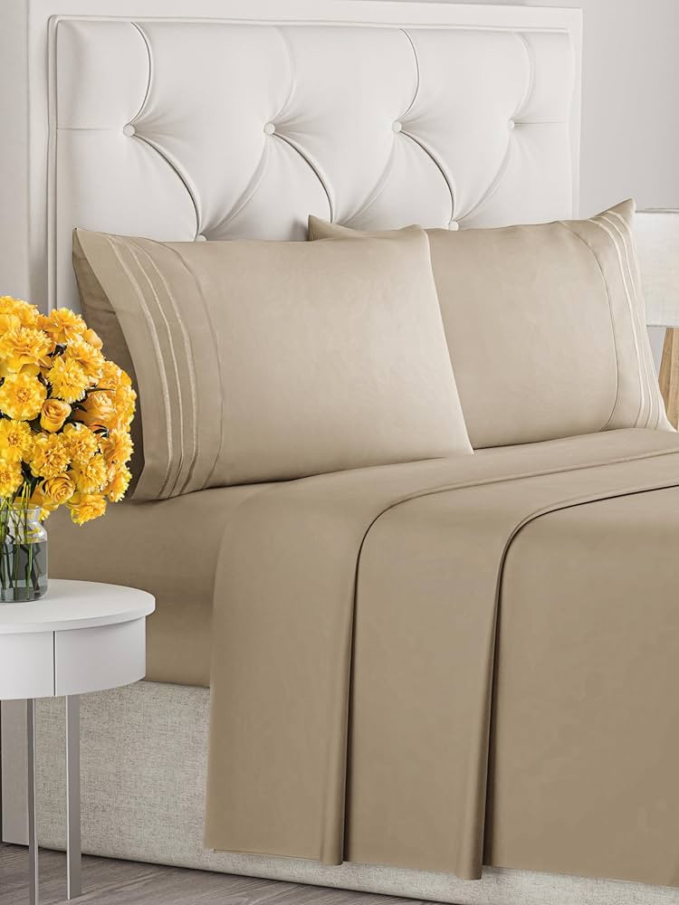 King Size 4 Piece Sheet Set - Comfy Breathable & Cooling Sheets - Hotel Luxury Bed Sheets for Wom... | Amazon (US)