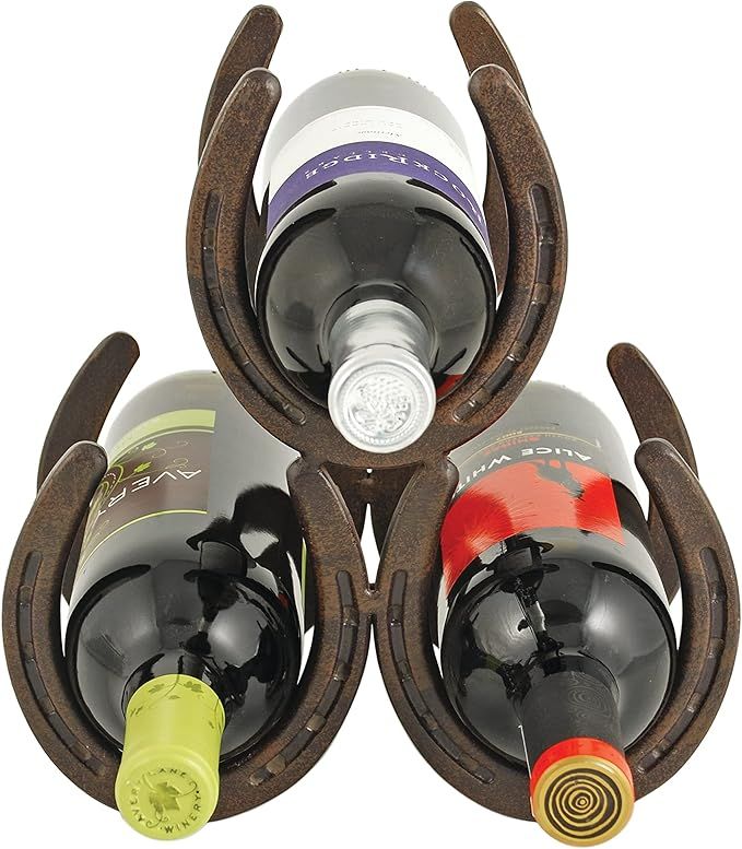 Foster & Rye Horseshoe Countertop Metal Wine Rack, Cast Iron Wine Bottle Holder, Holds 3 Standard... | Amazon (US)