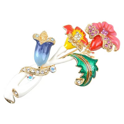 Alilang Crystal Colorful Intertwining Flower Plant Fashion Pin Fashion Brooch - Multicolor | Target