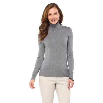 Long Sleeve Rib Turtleneck Sweater Heather Grey XL - Merona | Target