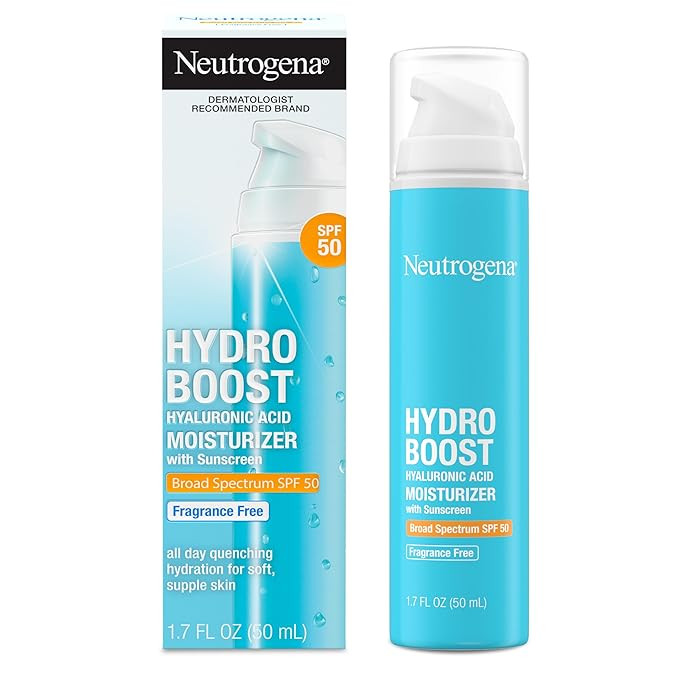 Neutrogena Hydro Boost Hyaluronic Acid Face Moisturizer with Sunscreen, Broad Spectrum SPF 50, Fr... | Amazon (US)