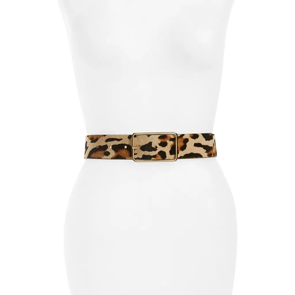 B-Low the Belt Milla Genuine Calf Hair Belt in Leopard/Gold at Nordstrom, Size Small | Nordstrom