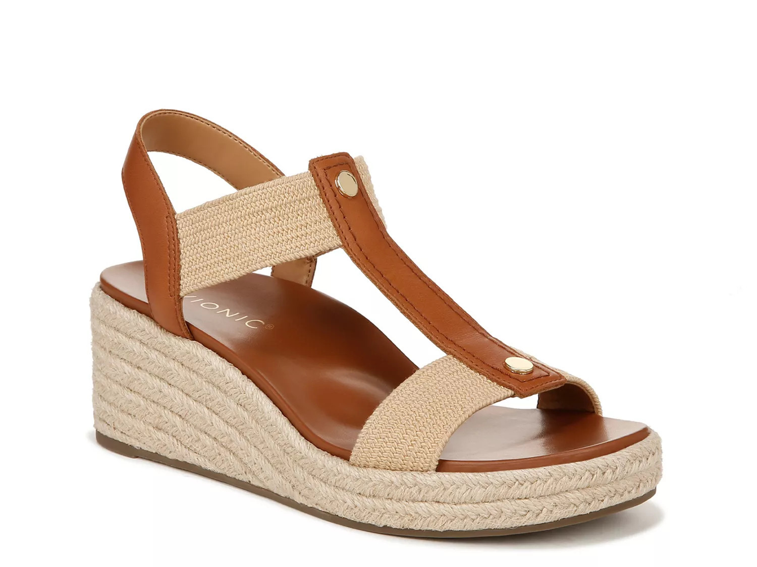 Vionic Calera Espadrille Wedge Sandal | Women's | Cognac/Beige | Size 6.5 | Sandals | DSW
