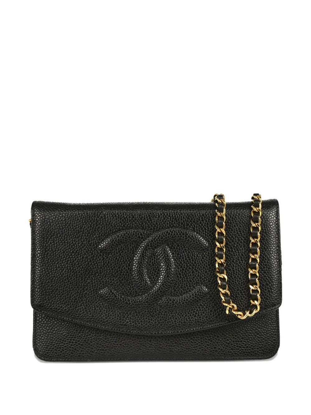 CHANEL Pre-Owned 2002 Timeless Chain On Wallet Shoulder Bag | Black | FARFETCH CA | Farfetch Global