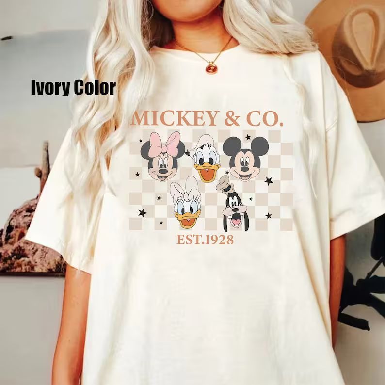 Vintage Mickey Minnie Checkered shirt, Disney Comfort Colors Shirt, Disney checkered shirt, Disne... | Etsy (US)