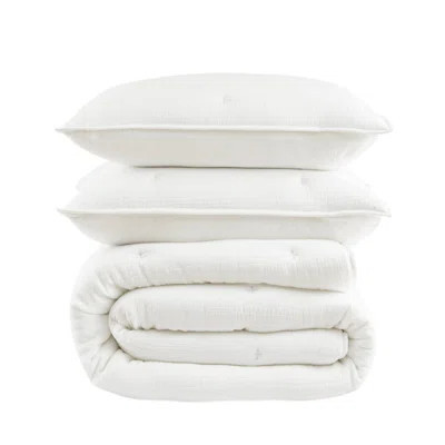 Luxury White Cotton Bedding Sets, King Size Embroidered Quilt, All-season Comfort | Wayfair North America