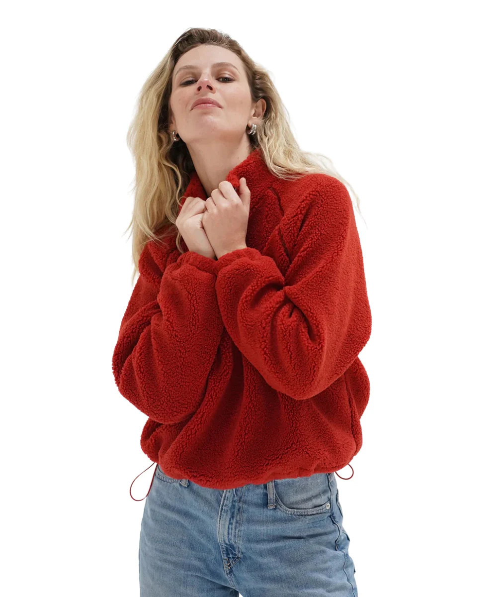 Bristol Sherpa Half Zip- Cayenne | LOLA Boutique