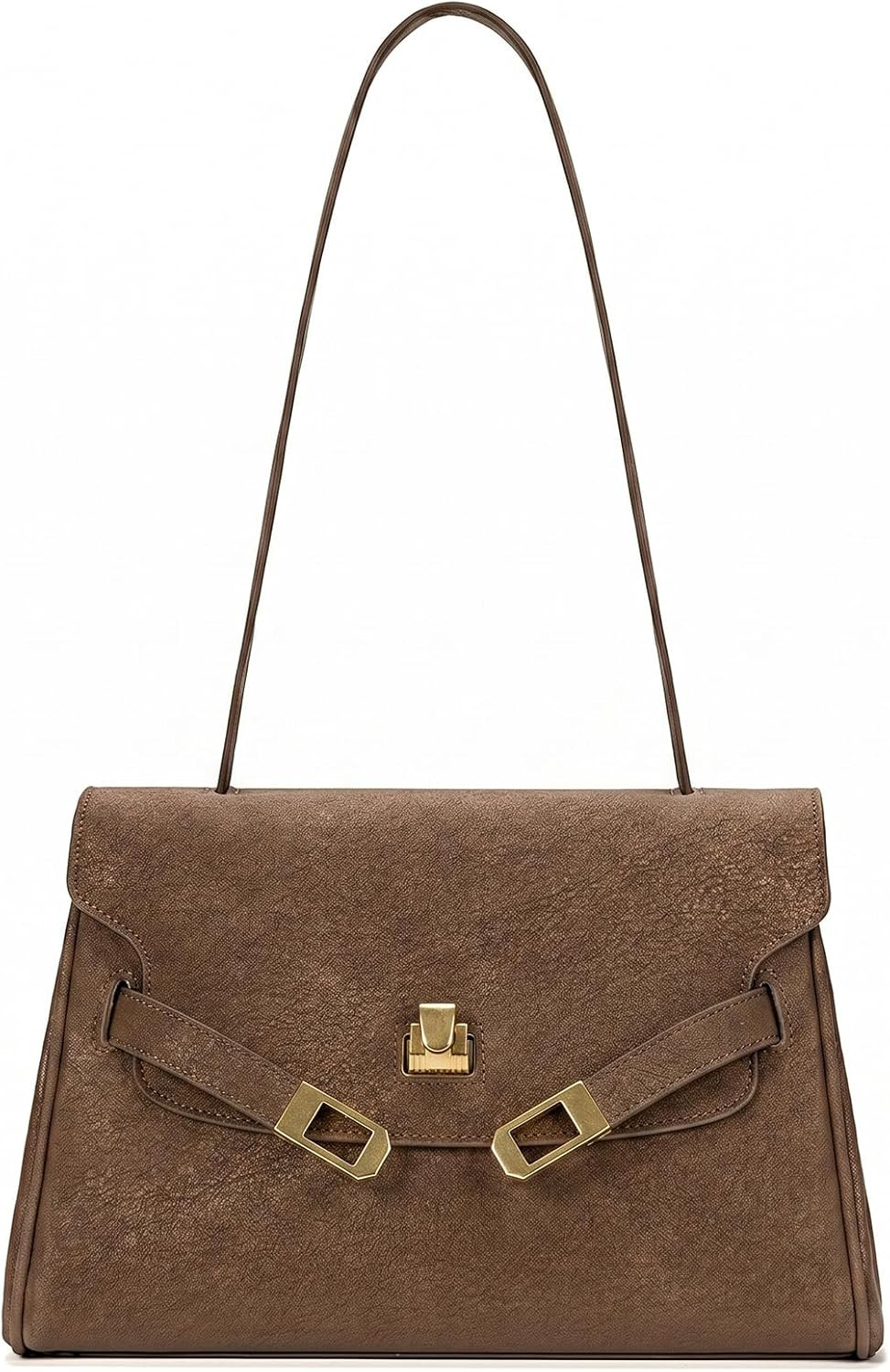 ALEX&MIA Suede Shoulder Bag for Women, Flap Crossbody Purse with Gold-Tone Lock, Vintage Bag for Daily Use | Amazon (US)