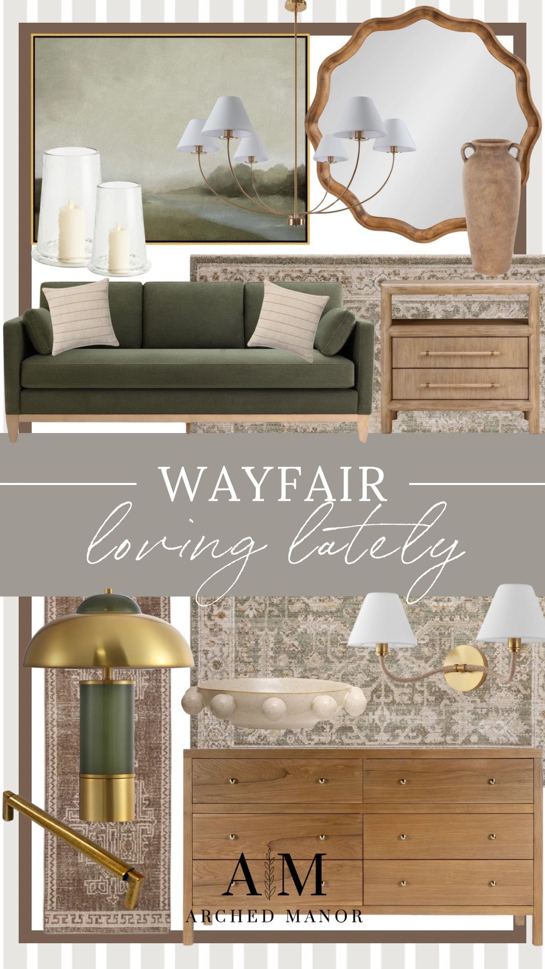Wayfair Wednesday! So much to love on wayfair right now including this beautiful brass lamp and green sofa!

#LTKSeasonal #LTKHome #LTKSaleAlert