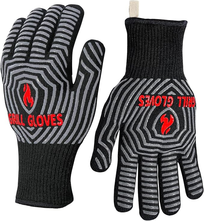 QUWIN BBQ Gloves, Oven Mitts Gloves, Anti Vibration Gloves, 1472℉ Extreme Heat Resistant, Grill... | Amazon (US)