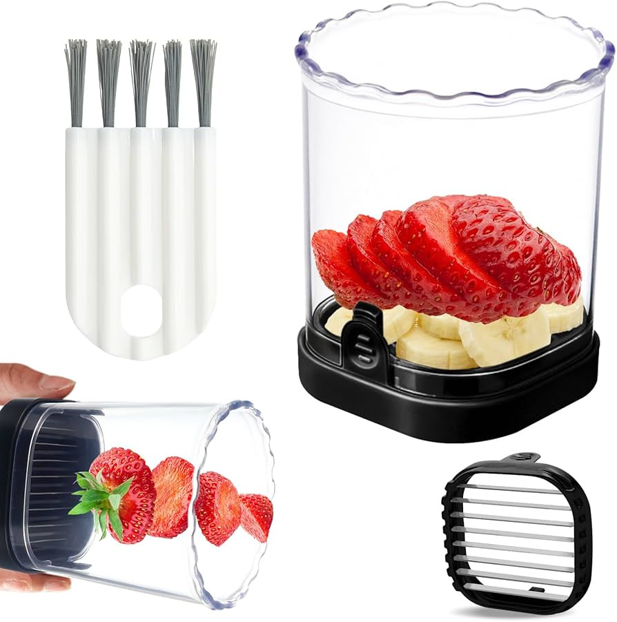 Strawberry Slicer：Fruit Slicer Cup Veggie Salad Speed Cutter for Strawberries Egg Banana Mushro... | Amazon (US)
