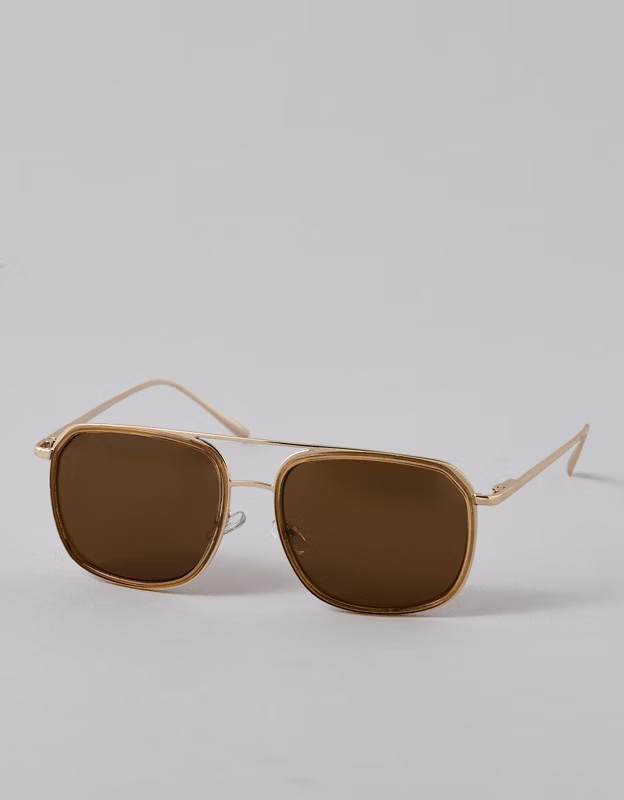 AE Metal Frame Square Tinted Sunglasses | American Eagle Outfitters (US & CA)