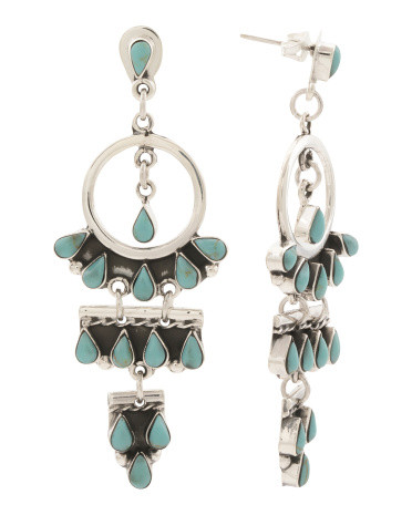 Made In Mexico Sterling Silver Turquoise Chandelier Earrings | TJ Maxx