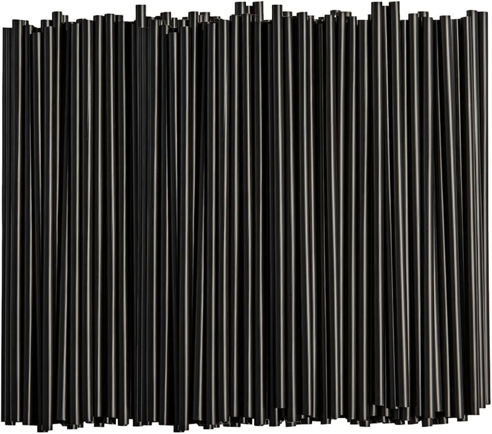 [250 Count] Black Disposable Plastic Drinking Straws - 7.75" High | Amazon (US)