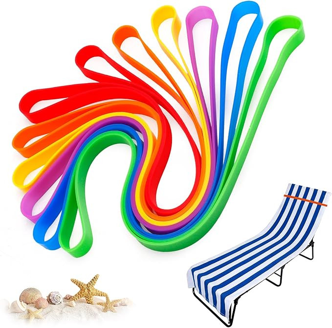 6 Pack Towel Bands Rubber Towel Clips for Beach Pool Cruise Chairs Water Games Vacation Trip Esse... | Amazon (US)