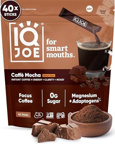 Amazon.com : IQJOE Mushroom Coffee Packets - Caffe Mocha | 40 Stick Packs | Lion's Mane, Magnesiu... | Amazon (US)