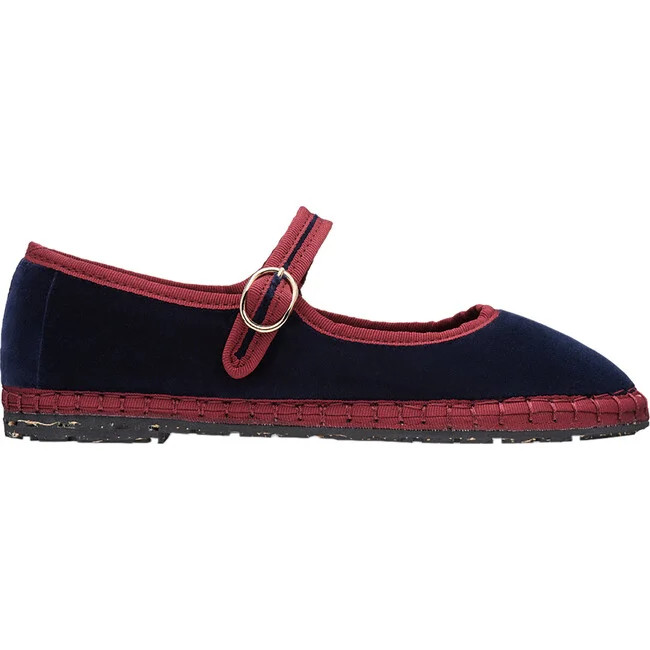 Flabelus | Women's Flaminia Piped Velvet Mary Jane Shoes, Navy (Blue & Burgundy, Size US 10/EU 41) | Maisonette | Maisonette