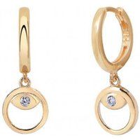 Hoop Earrings With Evil Eye, Huggie in Sterling Silver, Crystal Beads, Gold Hoops, Silver/Rose Fille | Etsy (US)