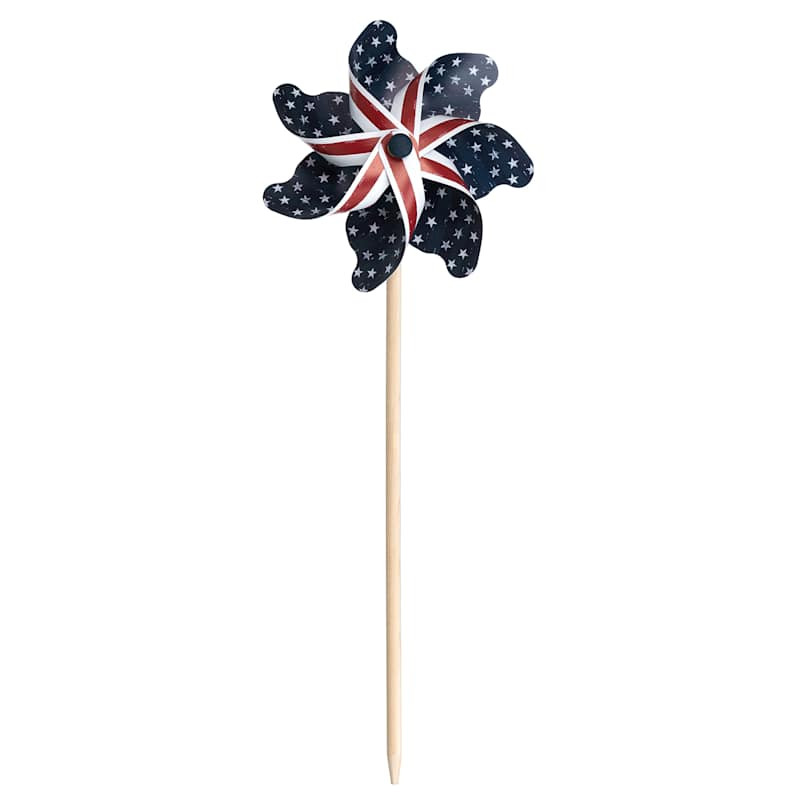 Red Striped & Navy Star Whirligig, 19" | At Home