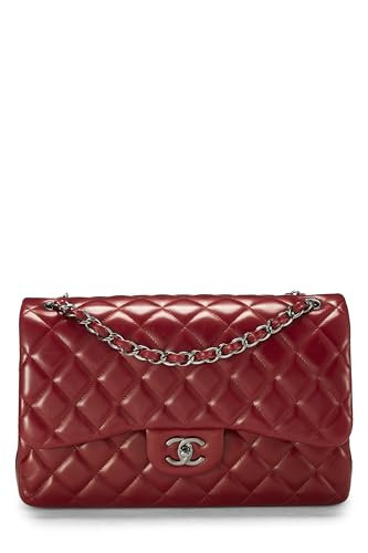 Chanel, Pre-Loved Red Quilted Lambskin New Classic Double Flap Jumbo, Red | Amazon (US)