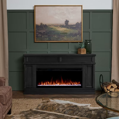 Torrey 60" Smart Landscape Electric Fireplace TV Stand in Black by Real Flame | Target
