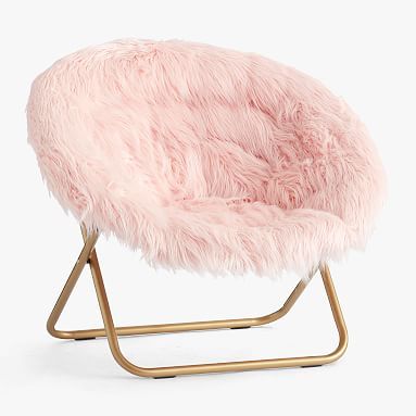 Himalayan Faux-Fur Blush Hang-A-Round Chair | Pottery Barn Teen