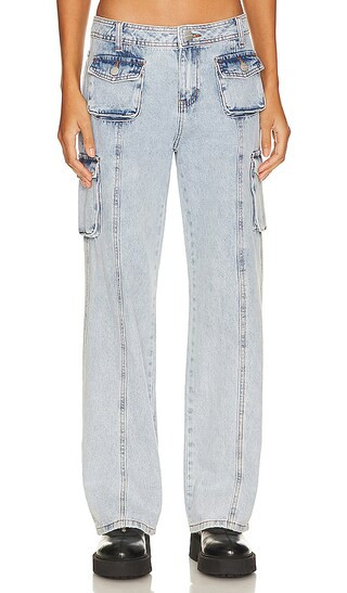 Brittany Cargo Jean in Light Wash | Revolve Clothing (Global)