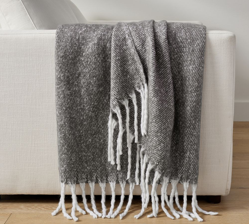 Hayes Faux Mohair Throw Blanket | Pottery Barn (US)