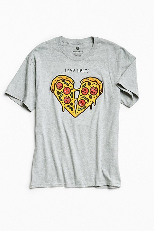 Love Hurts Pizza Tee - Grey S at Urban Outfitters | Urban Outfitters US
