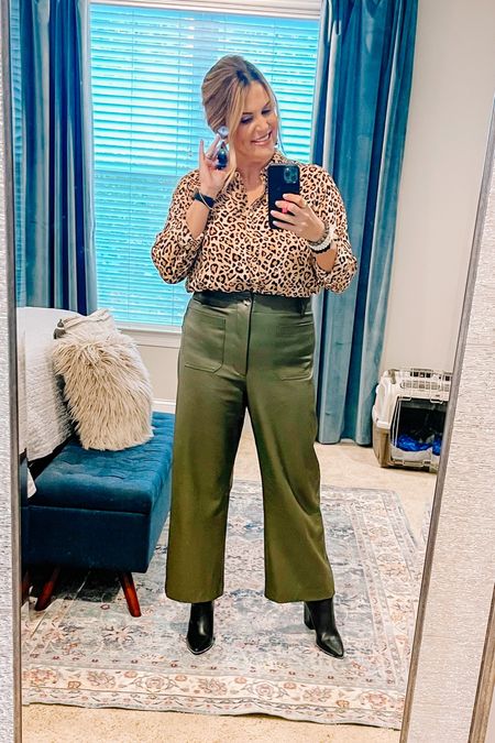 These leather gouchos were the perfect fit for this cold Sunday! And don’t tell me that leopard is ever going out of style because I say, it’s always classic! Both fit TTS. I’m wearing a 12 in pants and an XL in the top

#LTKHoliday #LTKover40 #LTKmidsize