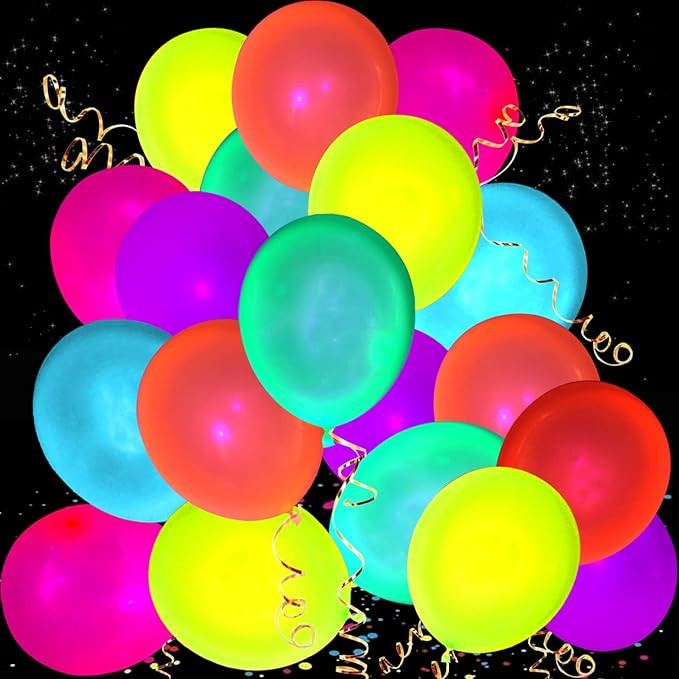 110 Pack Colored UV Neon Balloons Glow Balloons Neon Party Decorations Glow in the Dark Party Sup... | Amazon (US)