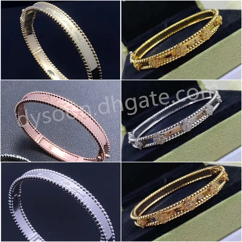 Dupe VCA Bracelet Not Anklets 17.5cm 18.5cm Engraved Pattern Bracelets With Box Gold Rosegold Sil... | DHGate