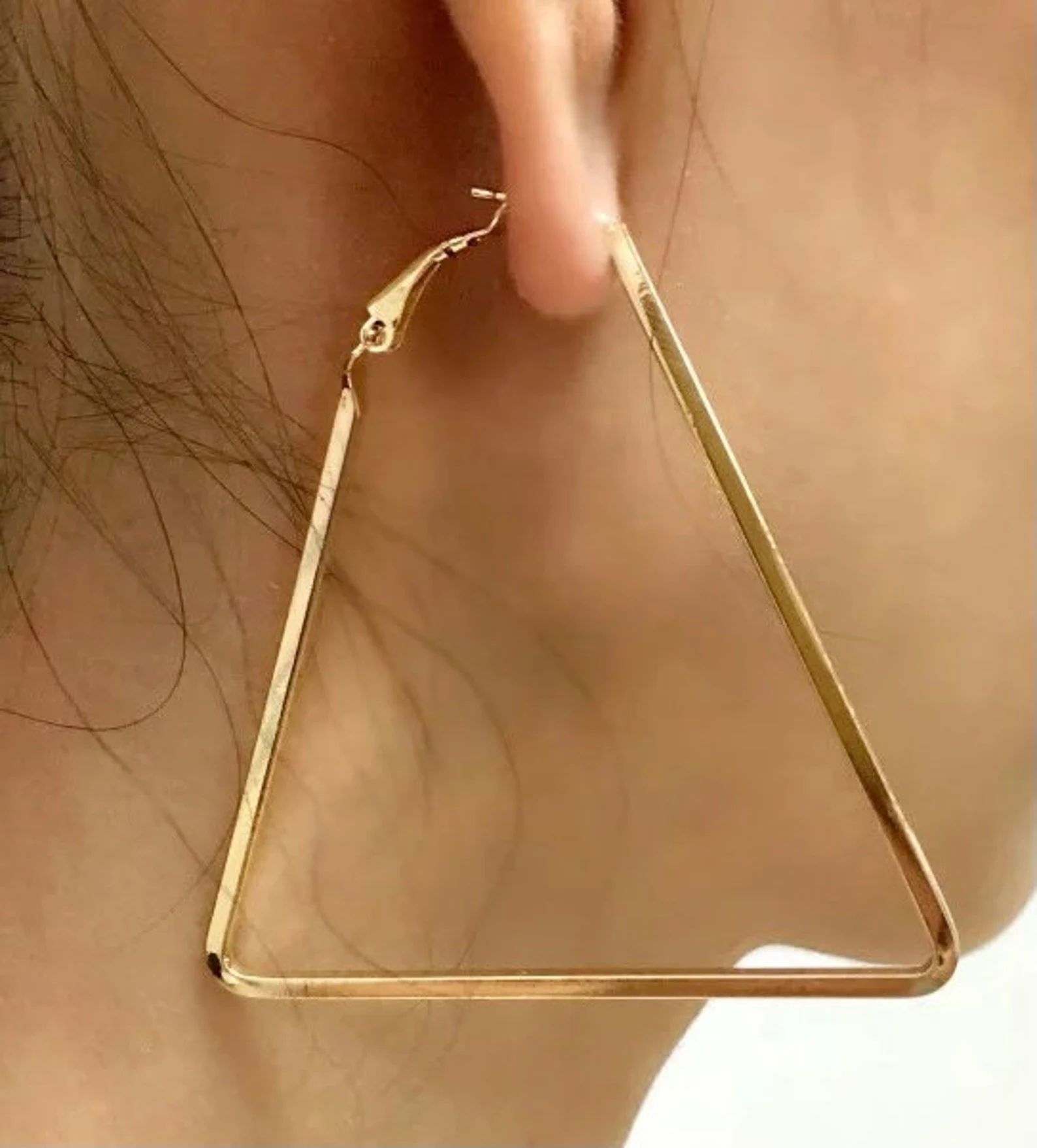 Medium Triangle Hoop Earrings | Etsy (US)