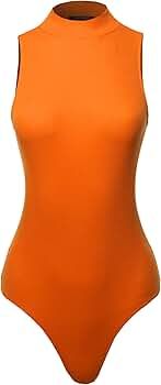 Awesome21 Women's Solid Sleeveless Mock Neck Bodysuit | Amazon (US)