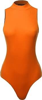 Awesome21 Women's Solid Sleeveless Mock Neck Bodysuit | Amazon (US)