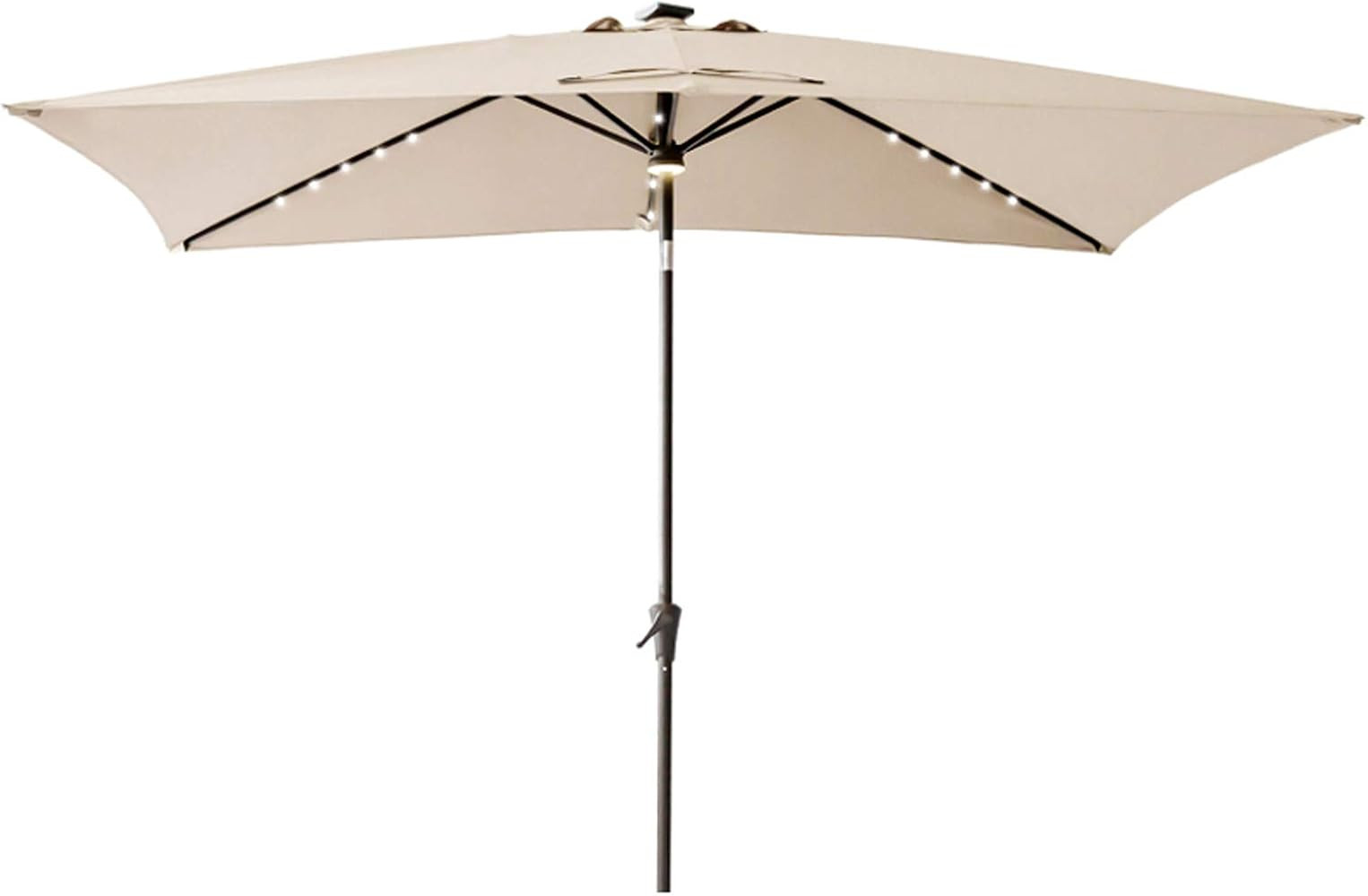Amazon.com : C-Hopetree 6.5 x 10 ft Rectangular Outdoor Patio Market Table Umbrella with Solar LED Lights, Beige : Patio, Lawn & Garden | Amazon (US)