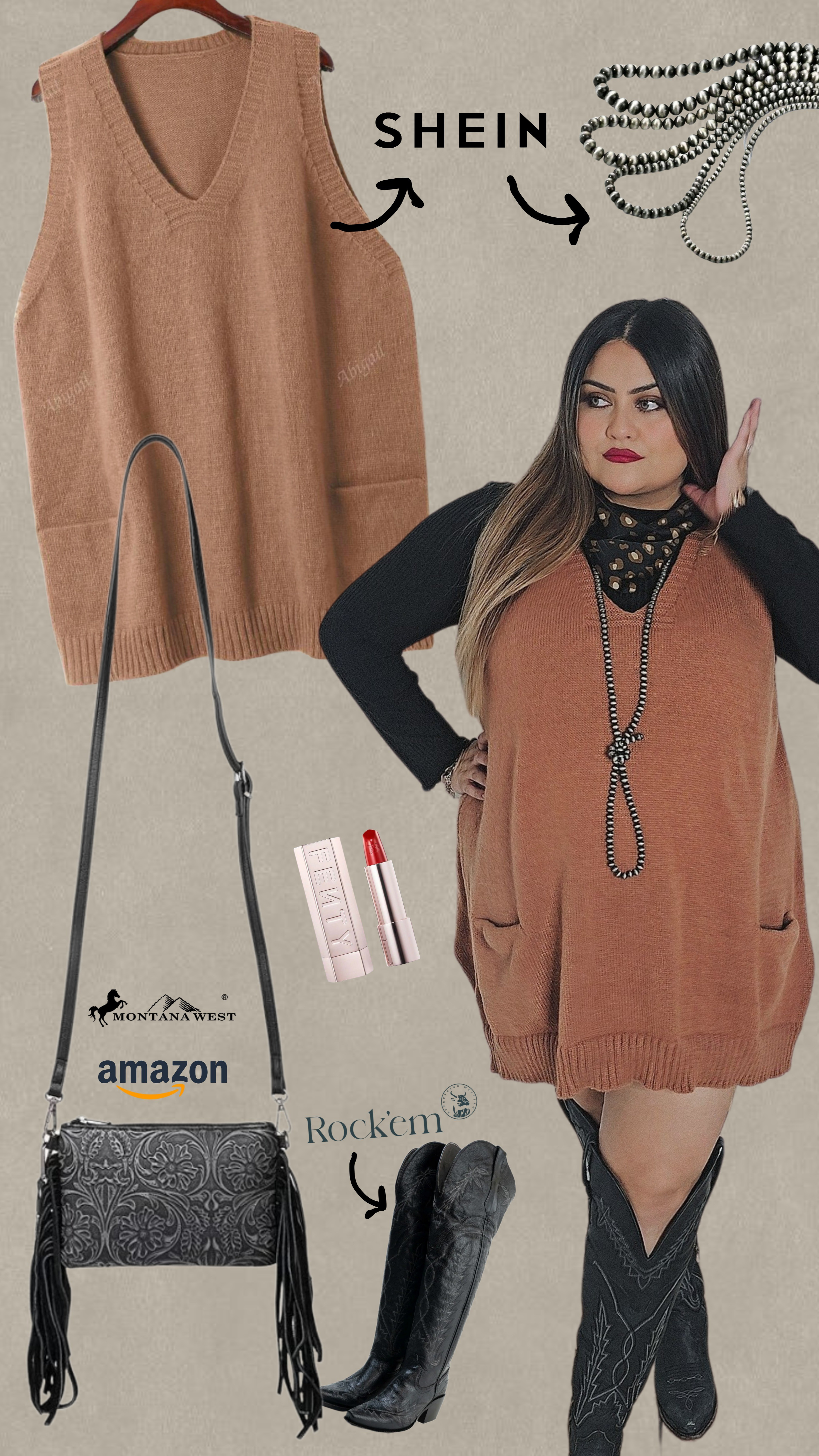 fall fashion time👌🏻 #westernoutfit #westernboots #rockemboots #fallwesternfashion #sweatervest #widecalfboots #vaqueraoutfits 

#LTKCyberWeek #LTKMidsize #LTKPlusSize