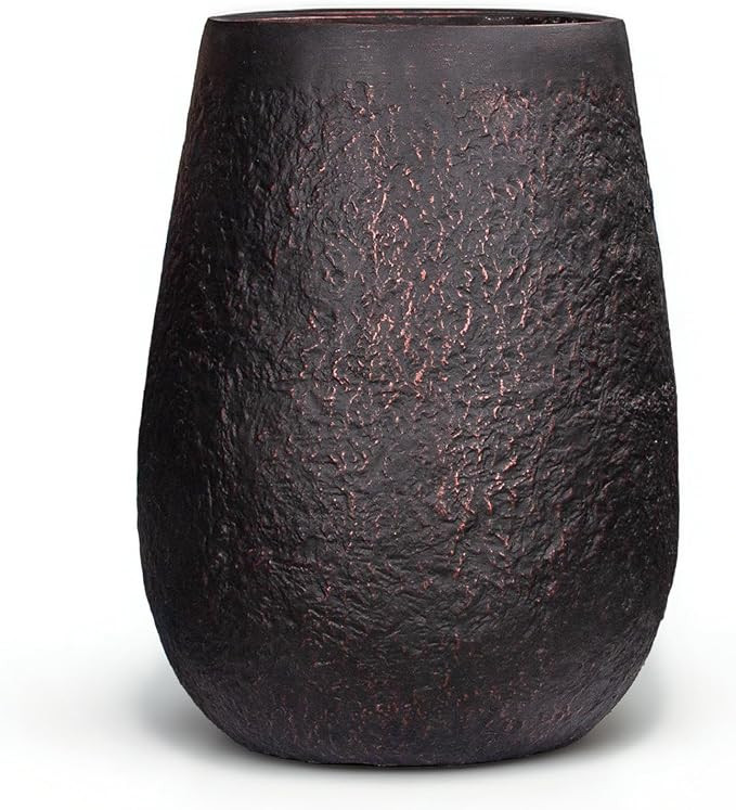 20" H Tall Weathered Concrete Planter, Black Large Round Flower Pot with Drainage Hole for Outdoo... | Amazon (US)