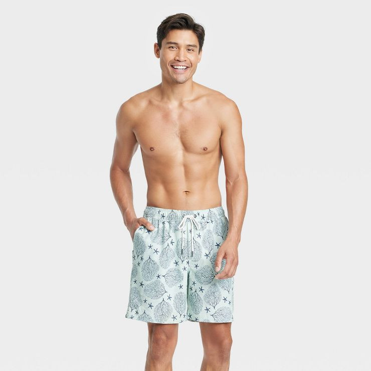 Men's 7" Coral Swim Trunk with Boxer Brief Liner - Goodfellow & Co™ Green | Target