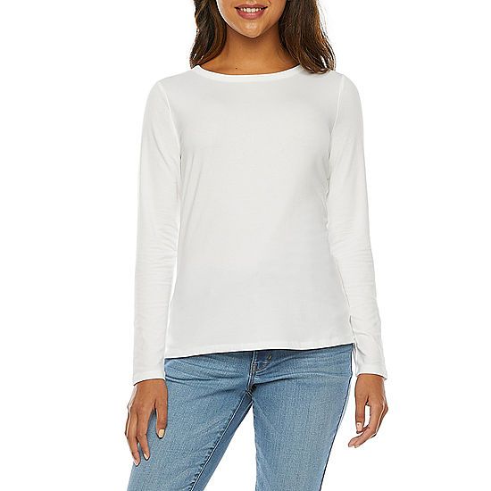 a.n.a Womens Crew Neck Long Sleeve T-Shirt | JCPenney