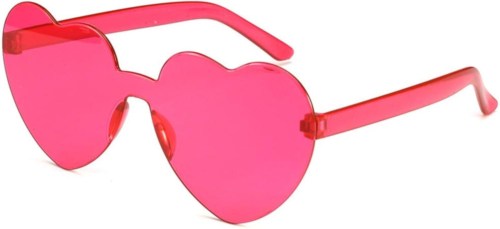 Fashion Heart Oversized Rimless Sunglasses One Piece Heart Shape Eyewear Colored Sunglasses for W... | Amazon (US)