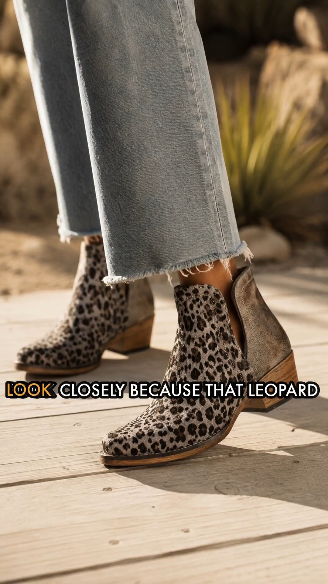 That leopard isn't printed on — it's genuine hair-on-hide calf hair 🐆 Distressed leather back quarter, snip toe, low stacked wooden heel. $64.99, 1,282 reviews. Isabel Marant makes this shoe for about ten times more. 

 #LTKSeasonal #LTKSaleAlert