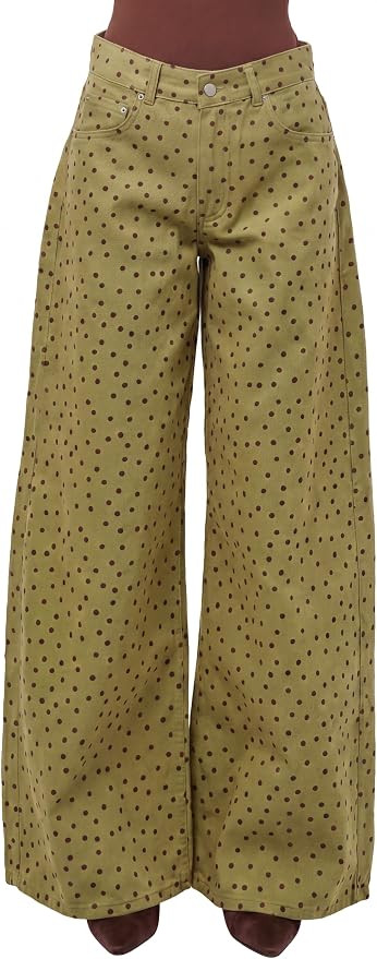 Polka Dot Jeans for Women 100% Cotton Wide Leg Palazzo Pants | Amazon (US)