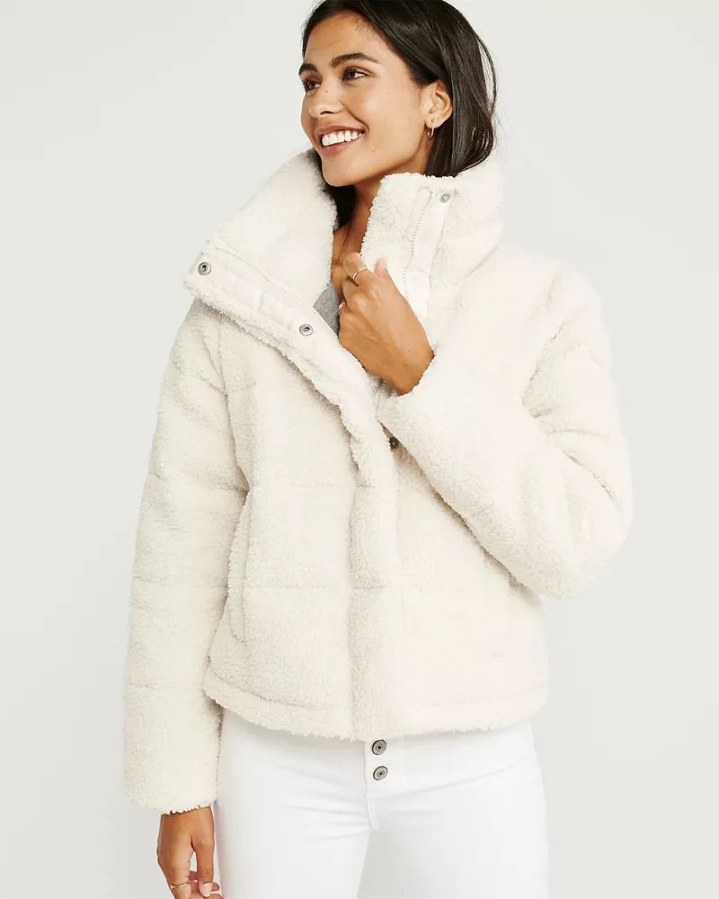 Mini Sherpa Fleece Puffer Jacket | Abercrombie & Fitch US & UK