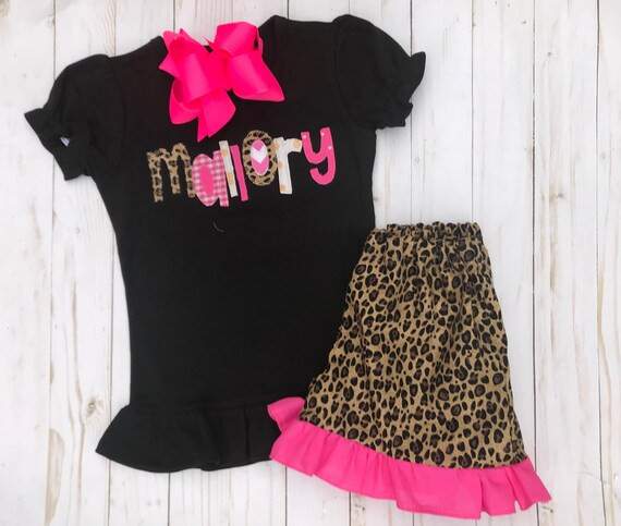 Girls Leopard Ruffle Shorts Set | Etsy (US)